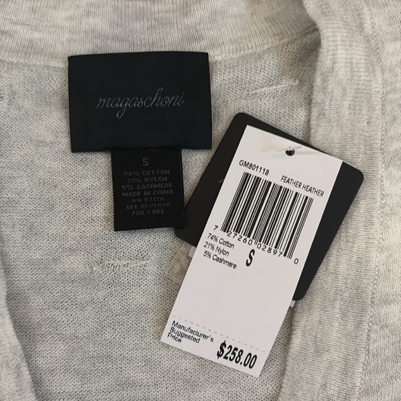 Magaschoni Gray Mirrored Beaded 3/4 Sleeve Cardigan SZ S NWT - Picture 3 of 3